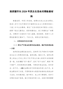 政府副市長2024年民主生活會對照檢查材料（四個帶頭）供參考