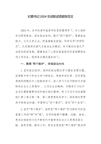 紀(jì)委書記2024年述職述責(zé)報(bào)告范文