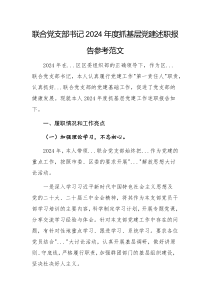 聯(lián)合黨支部書記2024年度抓基層黨建述職報(bào)告參考范文