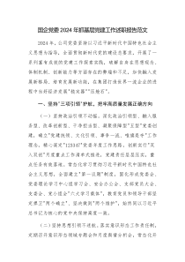 國企黨委2024年抓基層黨建工作述職報告范文
