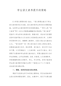 學生語文素養(yǎng)提升的策略