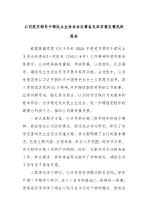 公司黨員領(lǐng)導(dǎo)干部民主生活會(huì)會(huì)議籌備及征求意見(jiàn)情況的報(bào)告
