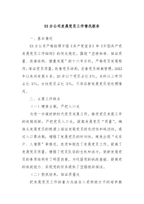 XX分公司發(fā)展黨員工作情況報(bào)告