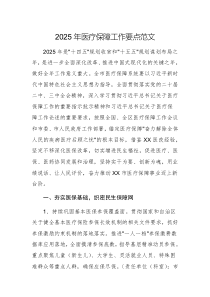 2025年醫(yī)療保障工作要點(diǎn)范文
