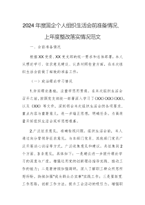 2024年度國企個人組織生活會前準(zhǔn)備情況、上年度整改落實情況范文