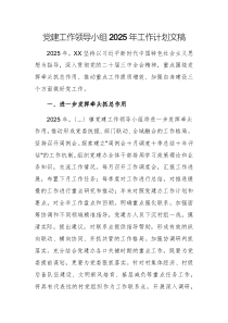 黨建工作領(lǐng)導(dǎo)小組2025年工作計劃文稿