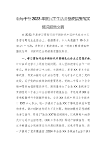 領(lǐng)導(dǎo)干部2023年度民主生活會(huì)整改措施落實(shí)情況報(bào)告文稿