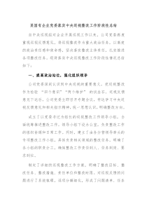 某國有企業(yè)黨委落實中央巡視整改工作階段性總結(jié)