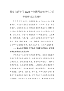 書記學(xué)習(xí)2025年全國兩會精神中心組專題研討發(fā)言材料范文