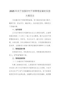 2025年關(guān)于加強對村干部管理監(jiān)督的實施方案范文
