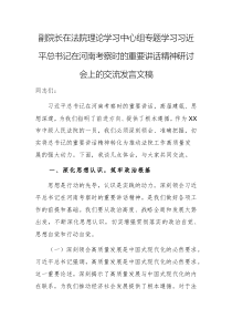 副院長在法院理論學(xué)習(xí)中心組專題學(xué)習(xí)習(xí)近平總書記在河南考察時(shí)的重要講話精神研討會上的交流發(fā)言文稿