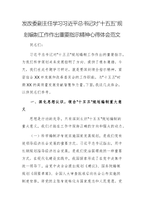 發(fā)改委副主任學(xué)習(xí)習(xí)近平總書記對“十五五”規(guī)劃編制工作作出重要指示精神心得體會(huì)范文