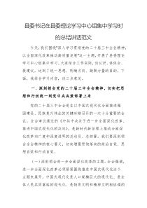 縣委書(shū)記在縣委理論學(xué)習(xí)中心組集中學(xué)習(xí)時(shí)的總結(jié)講話范文