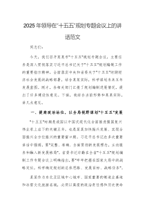 2025年領(lǐng)導(dǎo)在“十五五”規(guī)劃專題會(huì)議上的講話范文