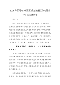 2025年領(lǐng)導(dǎo)在“十五五”規(guī)劃編制工作專題會(huì)議上的講話范文