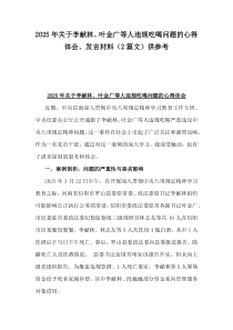 2025年關(guān)于李獻(xiàn)林、葉金廣等人違規(guī)吃喝問題的心得體會、發(fā)言材料（2篇文）供參考