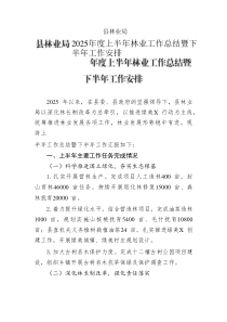 縣林業(yè)局2025年度上半年林業(yè)工作總結(jié)暨下半年工作安排