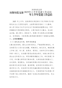 醫(yī)保局黨支部2025年上半年黨建工作總結(jié)